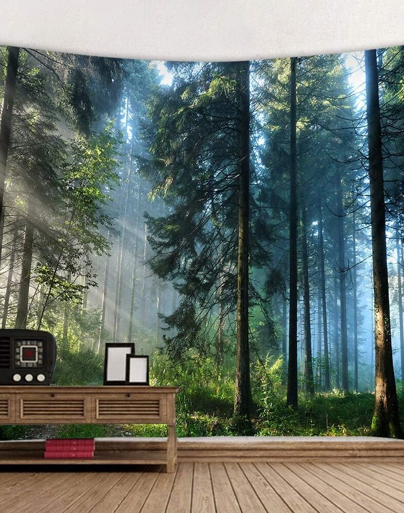 Llamazing Forest Tapestry - Magic Tapestry Curtain for Living Room & Bedroom (Morning Forest, 90.5''L70.8''W) XL